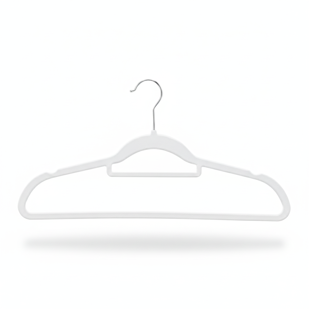 50-Piece Non-Slip Velvet Clothes Hanger-White