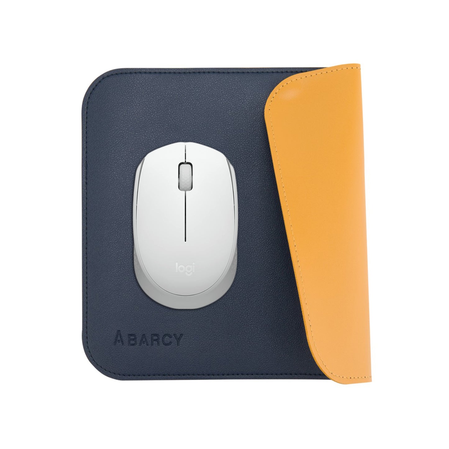 Dual-Sided Leather Mouse Pad | Small ~ 25 X 20 cm | Blue & Yellow