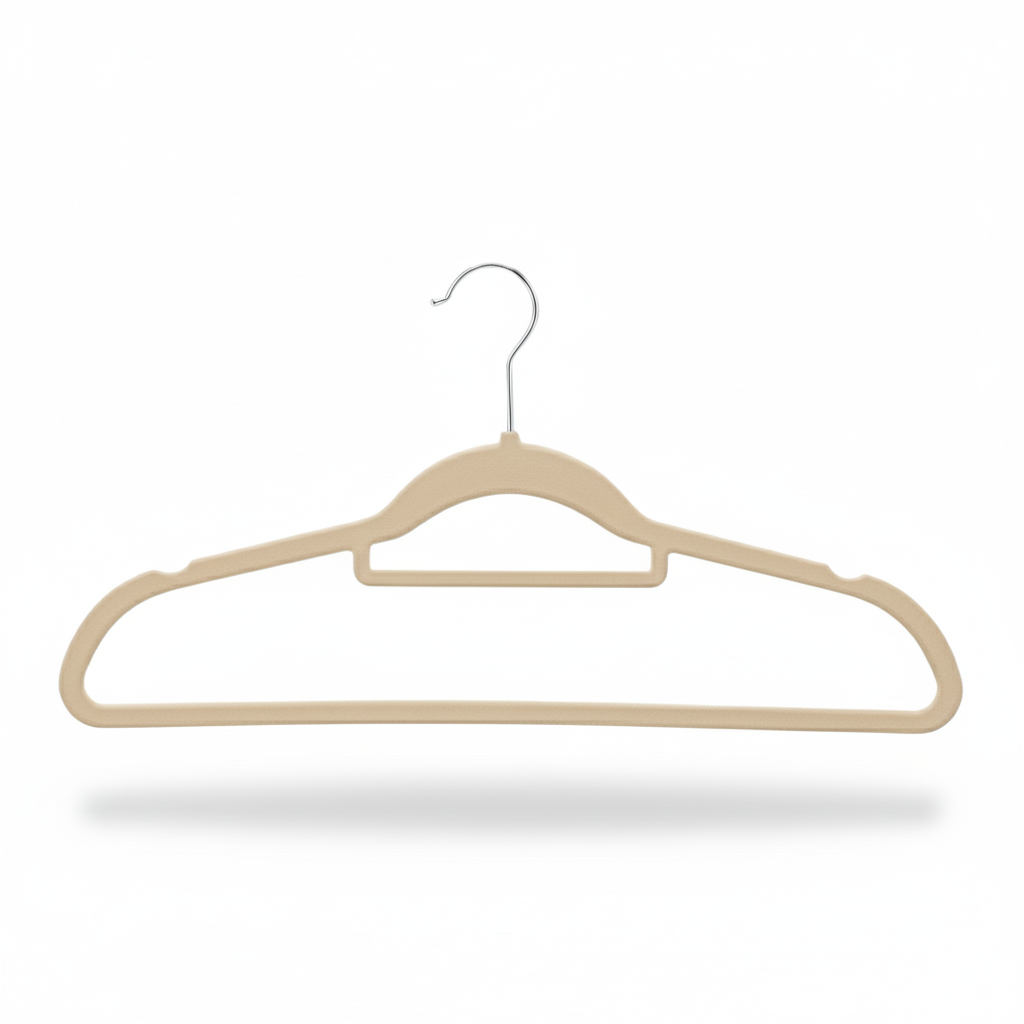 100-Piece Non-Slip Velvet Clothes Hanger-Beige
