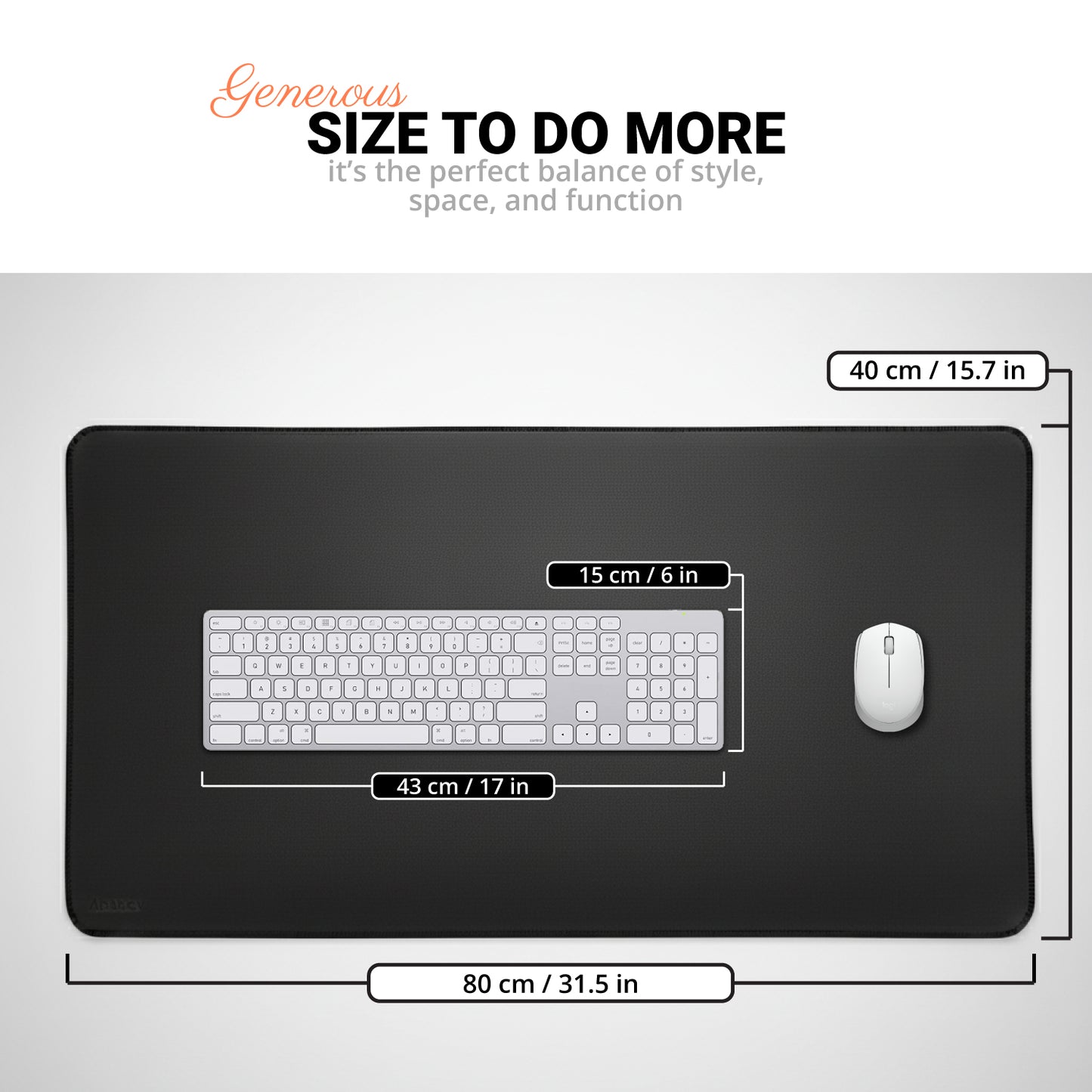 Dual-Sided Leather Desk Pad | 2XL ~ 80 X 40 cm | Black & Red
