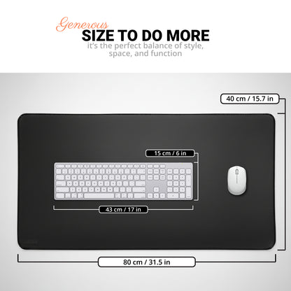 Dual-Sided Leather Desk Pad | 2XL ~ 80 X 40 cm | Black & Red