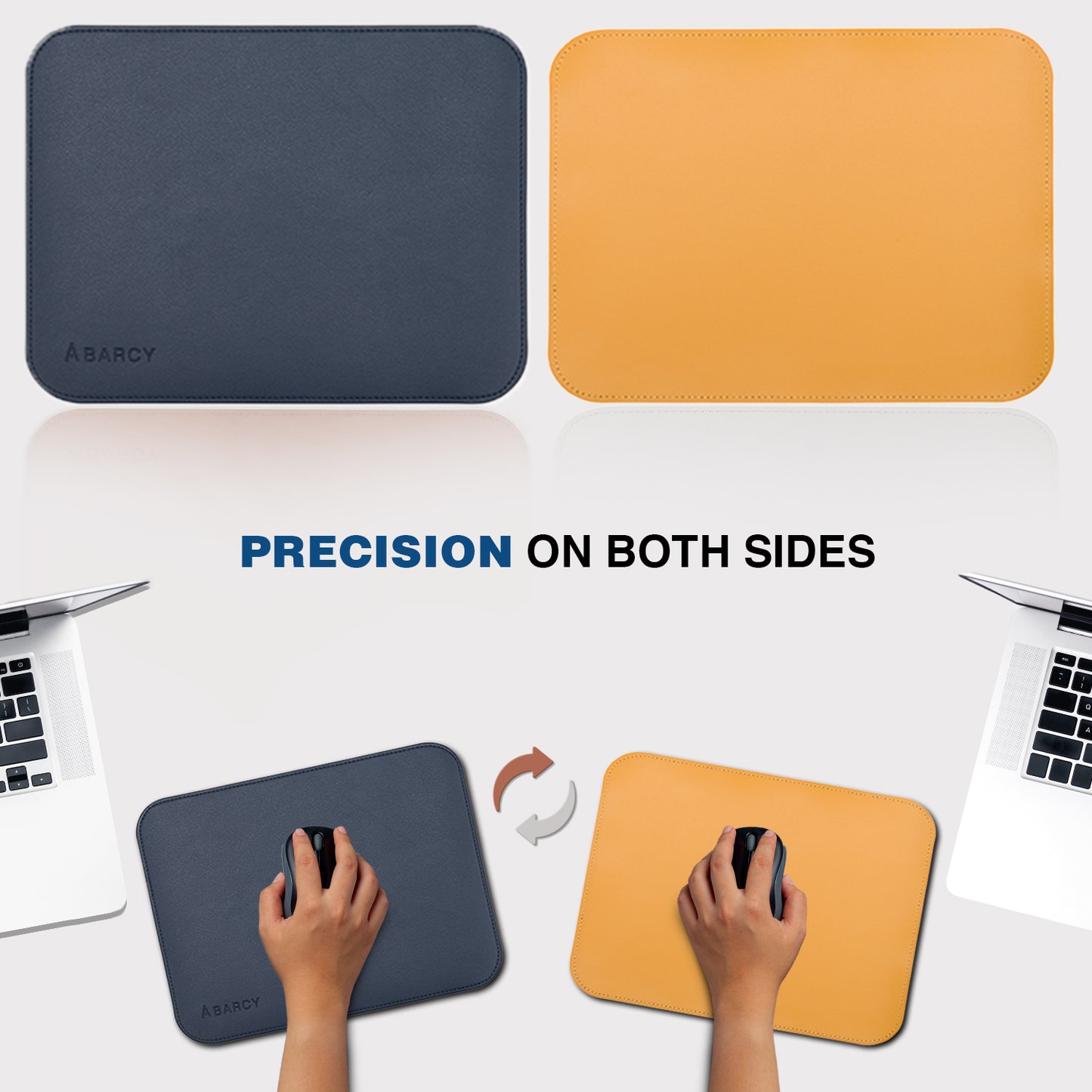 Dual-Sided Leather Mouse Pad | Small ~ 25 X 20 cm | Blue & Yellow
