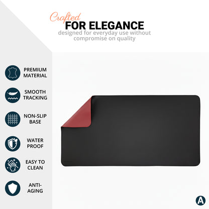 Dual-Sided Leather Desk Pad | 2XL ~ 80 X 40 cm | Black & Red