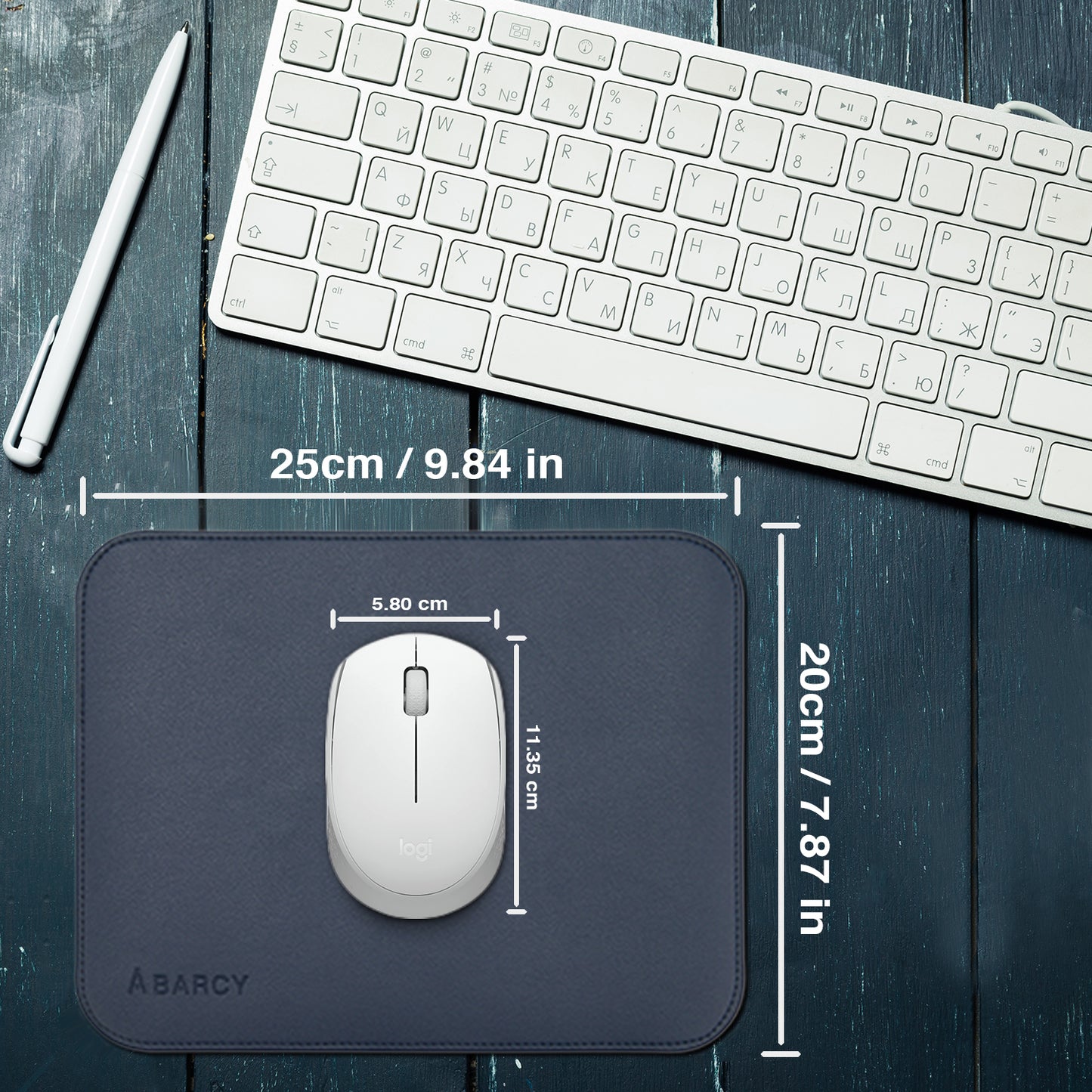 Dual-Sided Leather Mouse Pad | Small ~ 25 X 20 cm | Blue & Yellow