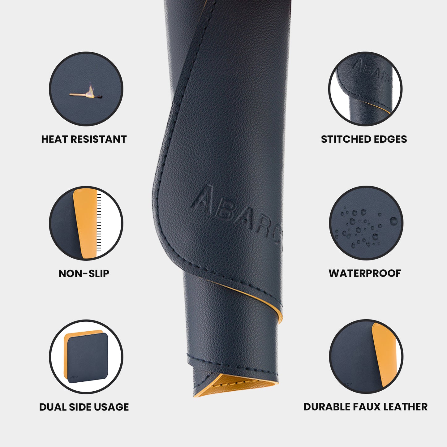 Dual-Sided Leather Mouse Pad | Small ~ 25 X 20 cm | Blue & Yellow