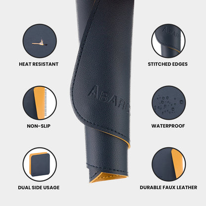 Dual-Sided Leather Mouse Pad | Small ~ 25 X 20 cm | Blue & Yellow